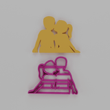 Kissing boy girl cookie cutter - Sitting - Baker's Desire - Cookie cutters, stamps and textures
