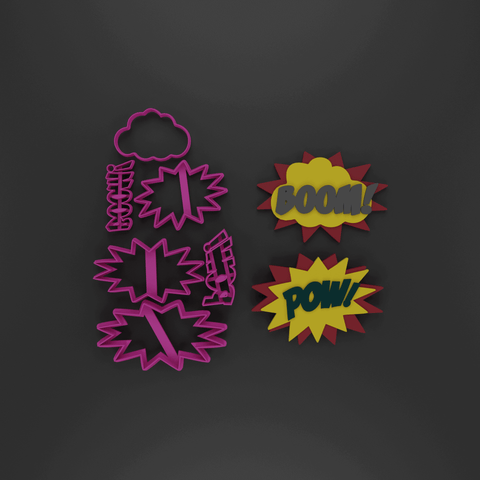 Comic book explosion pow boom cookie cutter - Baker's Desire - Cookie cutters, stamps and textures