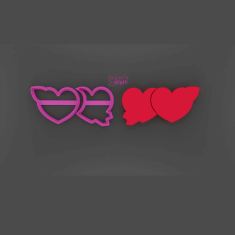 2 hearts cookie cutter
