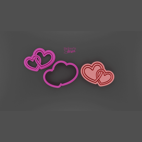 Connected hearts cookie cutter embosser - Baker's Desire - Cookie cutters, stamps and textures
