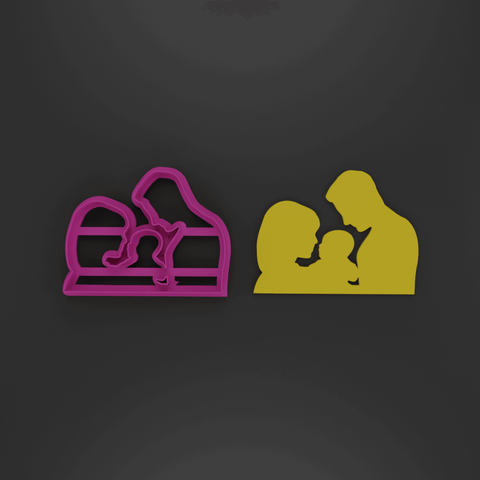 Couple with baby cookie cutter - Baker's Desire - Cookie cutters, stamps and textures